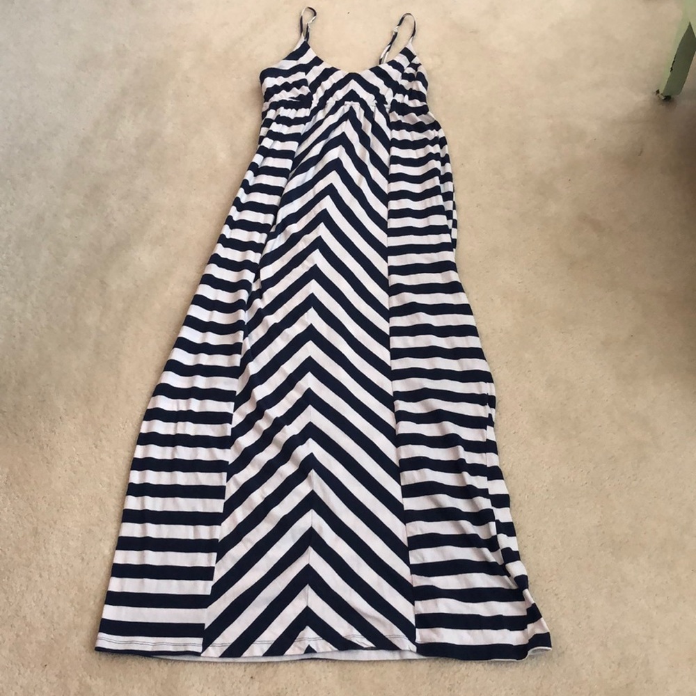 Navy and white striped Maxi Dress